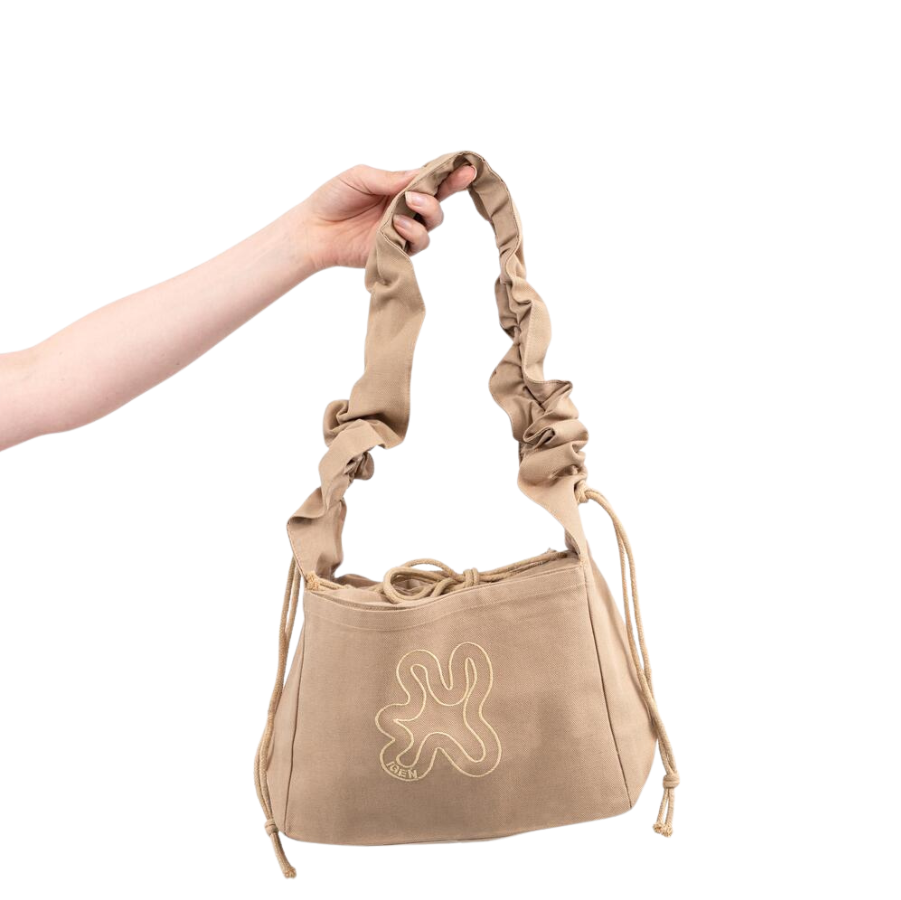 Ruffle shopper - lysebrun